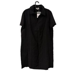 COS Black 1/4 Zip Modern Minimal Pockets Short Sleeve Shirt Dress Size 10 NEW